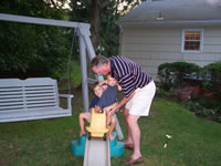 Playing in Nana and Grandpa's backyard