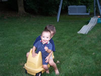 Playing in Nana and Grandpa's backyard