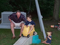 Playing in Nana and Grandpa's backyard