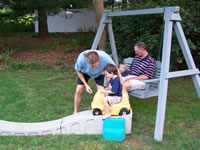 Playing in Nana and Grandpa's backyard