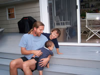 Playing in Nana and Grandpa's backyard with Uncle Brad