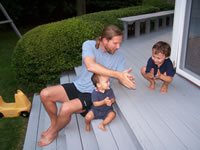 Playing in Nana and Grandpa's backyard with Uncle Brad