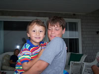 Bay Head beach house, Alex on the porch with Jay