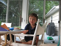 August 2006 Photos: Alex on Nana and Grandpa's sun porch in Mendham.