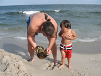 August 2006 Photos: Chris DeMerrit and Alex found a horseshoe crab. (it wasn't alive)