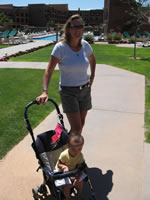 August 2006 Photos: Cyndi and Max watching Alex ride Misty.