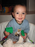 September 2006 Photos: Max playing in a basket of toys.