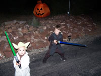 October 2006: Yoda and Anakin in the driveway