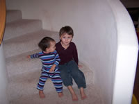 November 2006: Alex and Max on the stairs