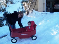 December 2006: Max and Nana going for a wagon ride in the snow