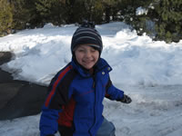 January 2007: Alex playing in the snow.