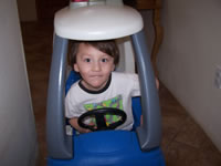 February 2007: Alex in his cozy coupe