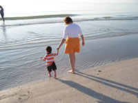 February 2007: Max and Nana wading in to the Gulf of Mexico.