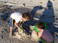 February 2007: Playing on the beach in Naples.