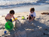 February 2007: Playing on the beach in Naples.