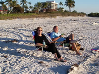 February 2007: Nana and Chris relaxing on the beach.