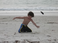 March 2007: Playing on the beach.