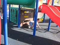 March 2007: Alex crawling around the play park.