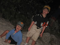 March 2007: Alex with his friend Frank, playing on the beach after sunset.