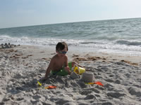 March 2007: Alex on the beach in Pelican Bay.