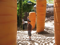 May 2007: Alex in the enchanted garden, being drafed by the enormous carrots.