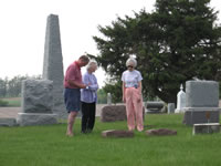 May 2007: Dad, Margaret and JoAnn at the rural Iowa cemetary where several of our ancestors are buried.