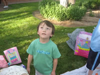 May 2007: Alex looking up at the slide.