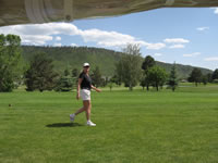 May 2007: Cyndi walking the Hillcrest course in Durango, Chris' 'caddie' for his weekend tournament. 