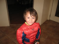 May 2007: Alex got a Spiderman suit and is very happy about that.