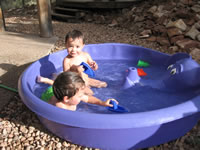 June 2007: Alex and Max in the little pool out back.