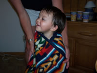 Sept 2007: All wrapped up in my birthday blanket!