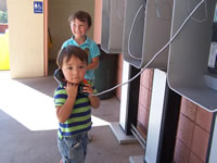 Sept 2007: Max and Alex on the pay phones.