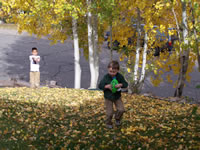 October 2007: Alex and cousin Logan playing nerf football in Durango