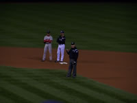 October 2007: Todd Helton on second base for the Rockies. (the Rockies lost, alas, but it was an exciting game and we felt very honored to be there!)