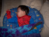 October 2007: Max fell asleep before we could take him trick-or-treating!