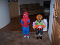 October 2007: Max is Spiderman, also. He woke up and just had fun playing in his costume, answering the door for trick-or-treaters, and eating candy!