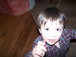 January 2008: Max with Lego Spiderman