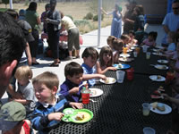 April 2008: Alex and Max with the other kids at Ashlyn and Peyton's birthday party