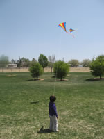 April 2008: Max flying his kite at the party.