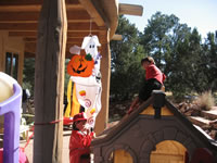 October 2008 Photos:On the roof, again. Halloween ghost standing guard.