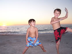 November 2008: Max and Alex doing kung fu moves