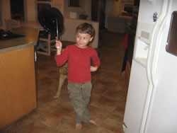 November 2008: Alex with magician's hat and magic wand