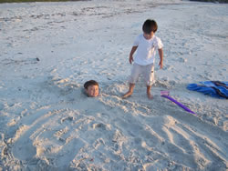 December 2008: Alex and Max on the beach