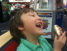 January 2010: Alex with ice cream cookie sandwich