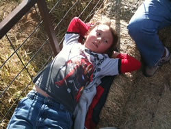 October 2011: Alex on the hay ride after picking pumpkins