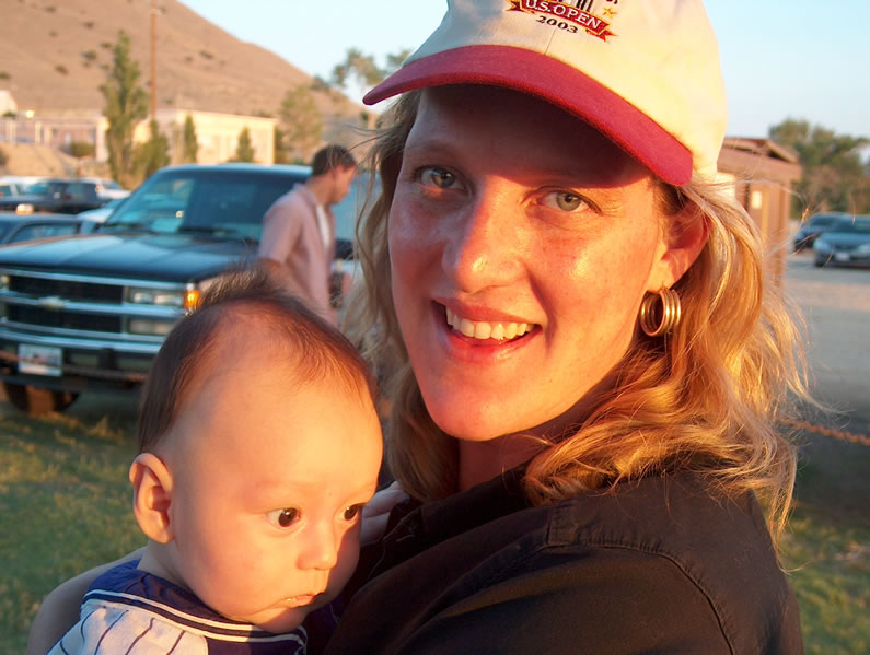 Alex and Cyndi at Chris' softball game.