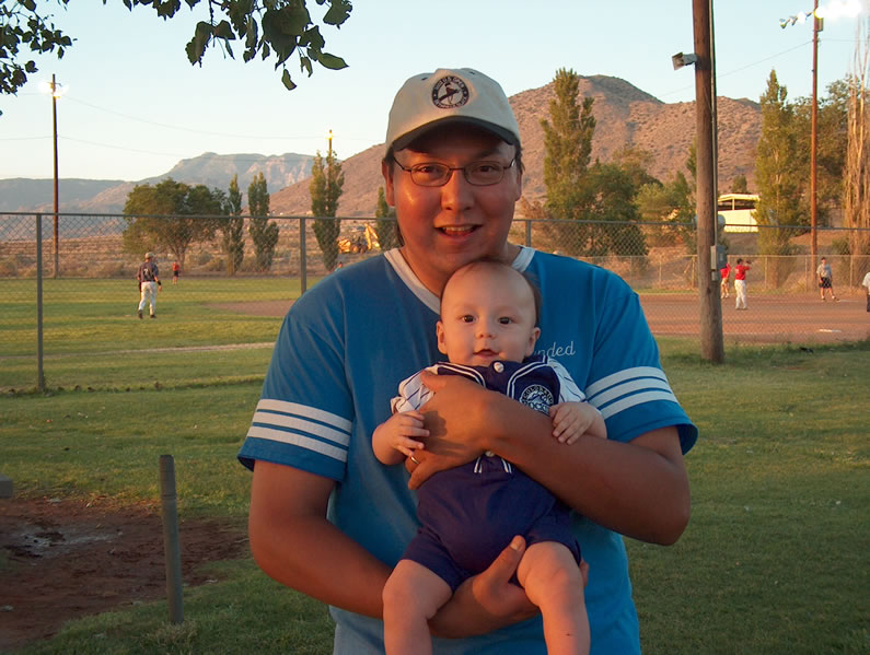 Chris and Alex at the softball field.