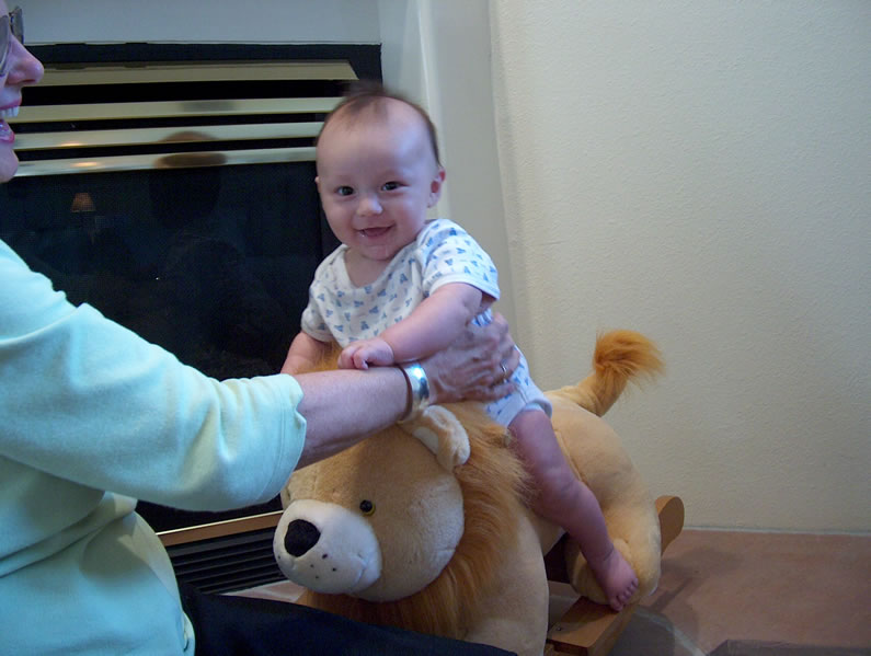 Alex and the rocking lion.