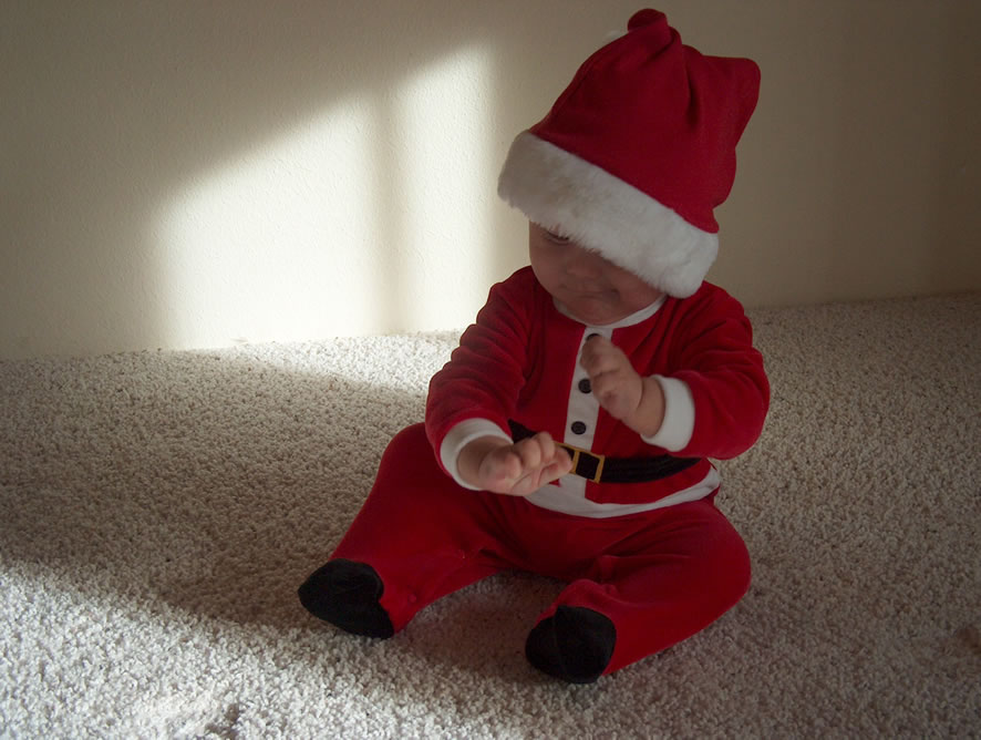 Alex playing Santa for our Christmas cards.