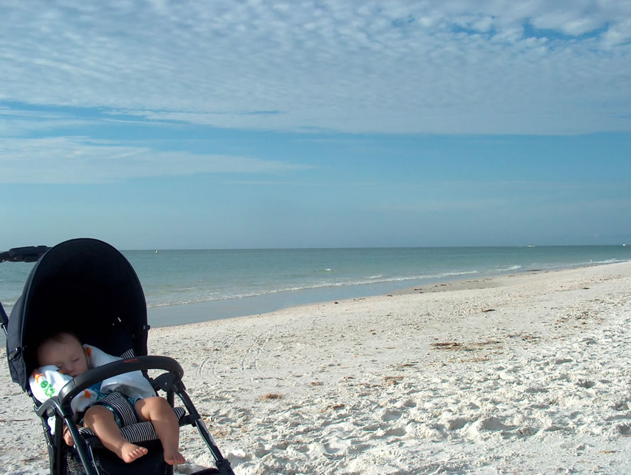 Napping on the beach in Naples.